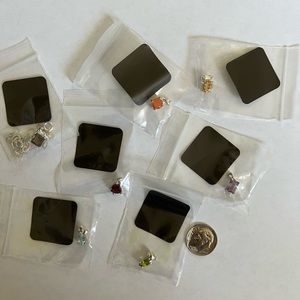 Set of 7 gemstone pendants and 18” sterling silver necklace